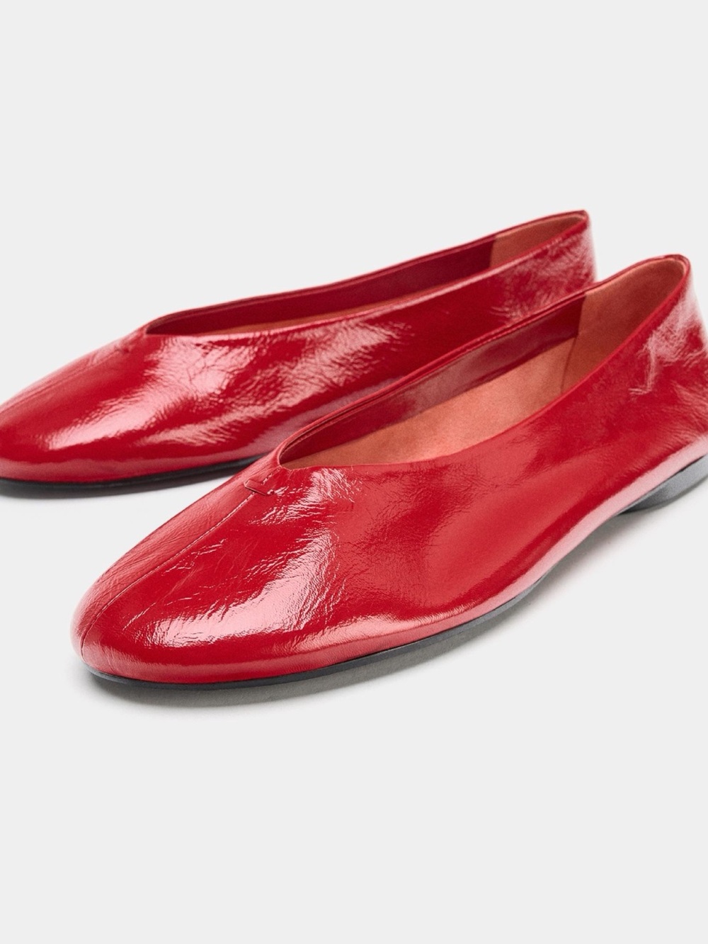 New w/ Tags Zara Red Leather Ballet Flats size 9